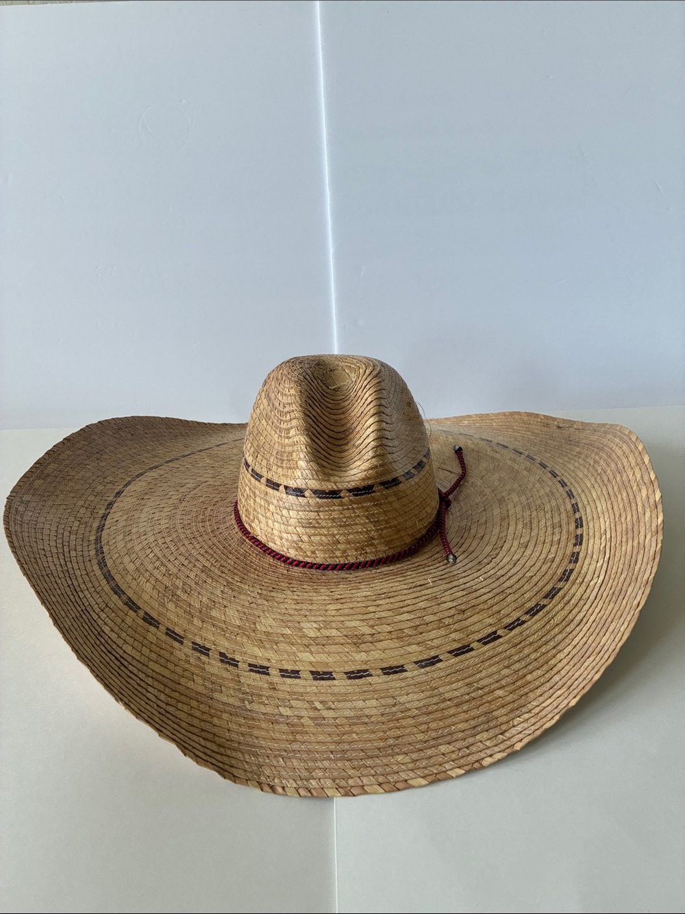 Wide Brim Straw Sun Hat with Braided Accent - Natural Brown
